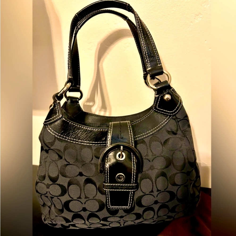 Coach Black Hobo Signature Bag